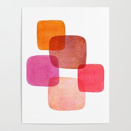 Modern Abstract Squares - Warm Color Palette  Poster