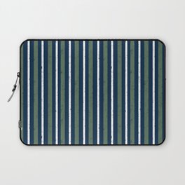 Navy Blue and Sage Green Grunge Stripes Laptop Sleeve