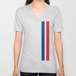 McQueen – Red and Blue Stripes V Neck T Shirt
