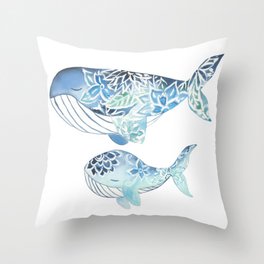 Whale art mom and baby - Nursery wall art Throw Pillow