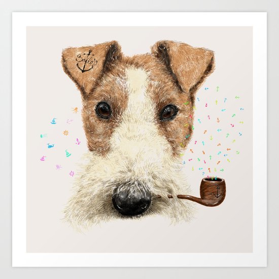 fox terrier sailor Art Print