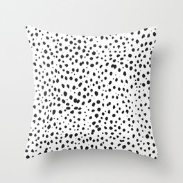 Dalmatian Spots - Black and White Polka Dots Throw Pillow