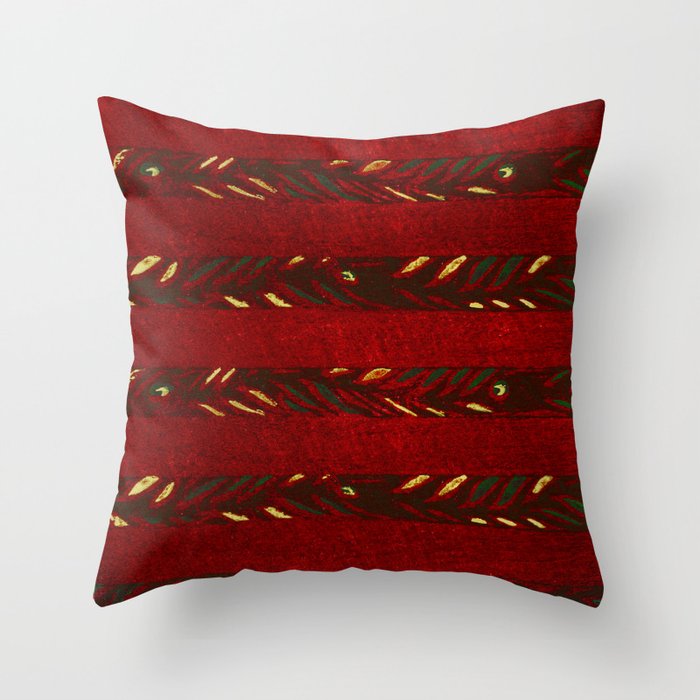 Burnt Red Vintage Japanese Pattern Throw Pillow