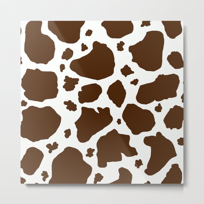 cow spots animal print dark chocolate brown white Metal Print by Amy ...