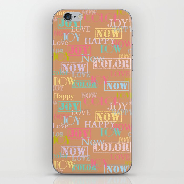 Enjoy The Colors - Colorful typography modern abstract pattern on Copper Bronze color background  iPhone Skin