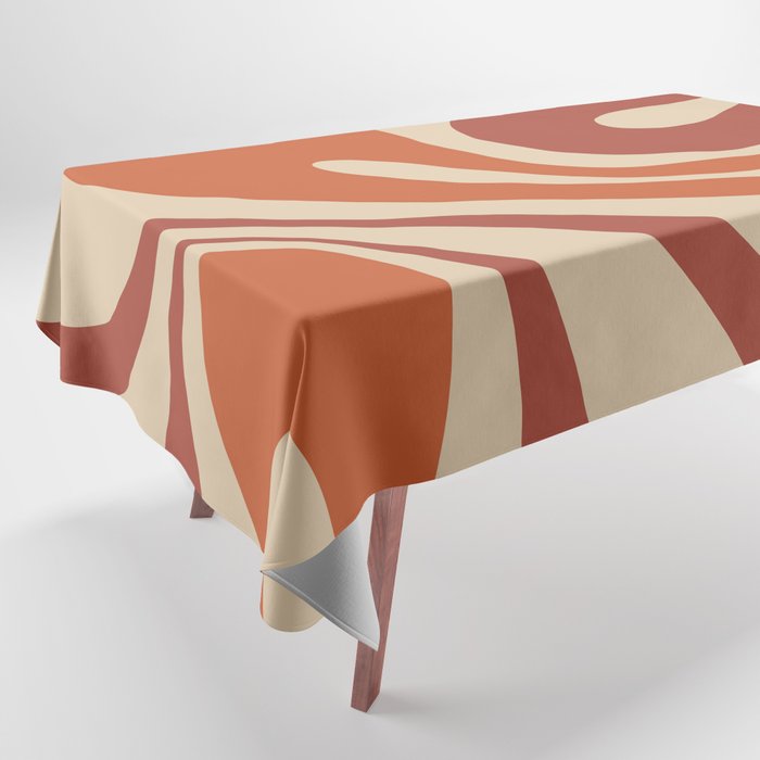 Mod Swirl Retro Abstract Pattern in Mid Mod Burnt Orange Rust Beige Tablecloth