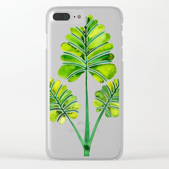 Tropical Palm Leaf Trifecta – Green Palette Clear iPhone Case