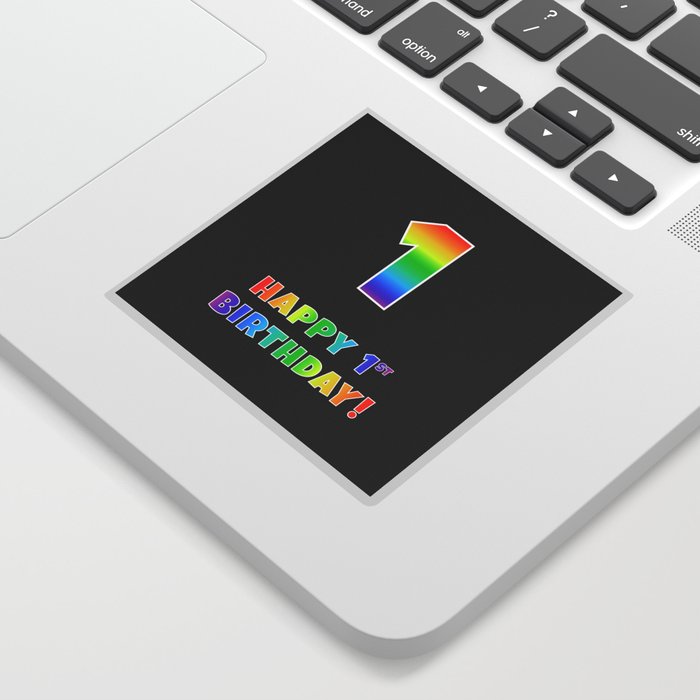 HAPPY 1ST BIRTHDAY - Multicolored Rainbow Spectrum Gradient Sticker