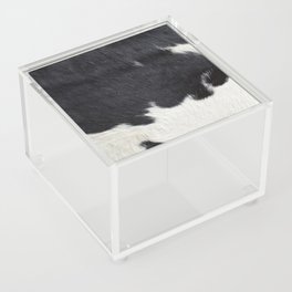 Black and White Cow Skin Print Pattern Modern, Cowhide Faux Leather Acrylic Box