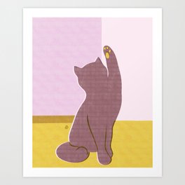 Risograph Kitten - blush Art Print
