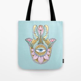 Hamsa On Turquoise Tote Bag