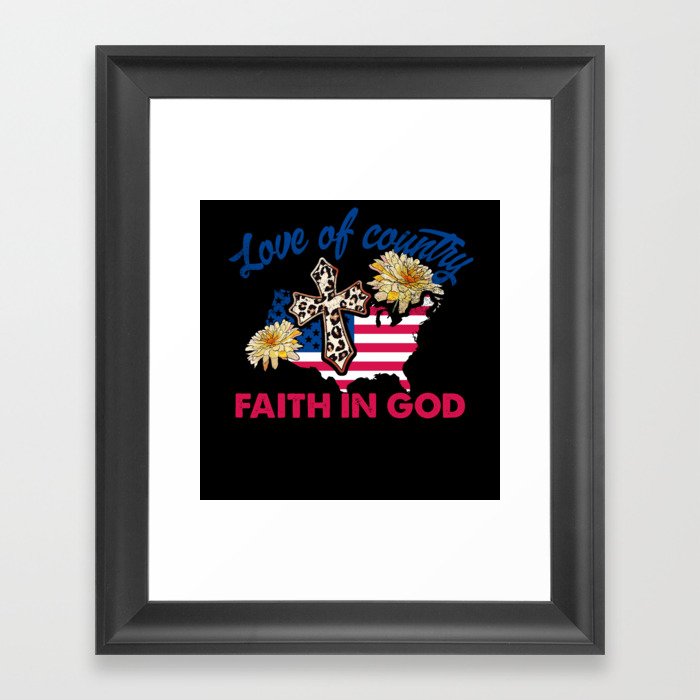 Christianity banner US flag 4th of July Framed Art Print