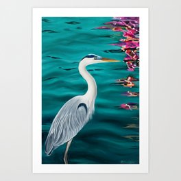 Blue Heron Painting by Ashley Lane Art Print