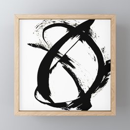 Brushstroke 7: a minimal, abstract, black and white piece Framed Mini Art Print