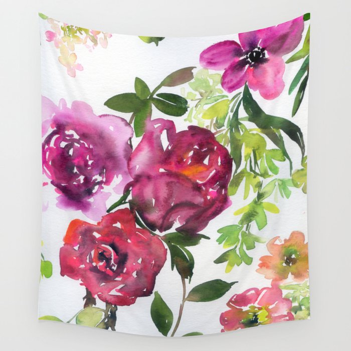 the pink flowers N.o 4 Wall Tapestry