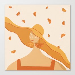 Girl with Orange Earrings Canvas Print