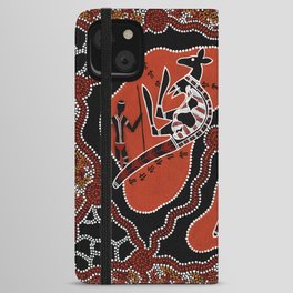 Authentic Aboriginal Art - Men Hunting Kangaroos iPhone Wallet Case