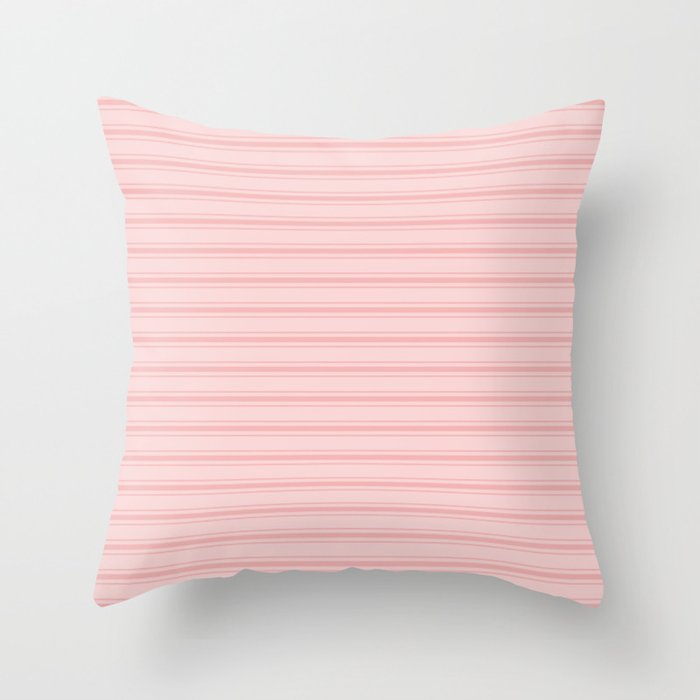 Wide Soft Blush Pink Mattress Ticking Stripes Throw Pillow