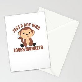 Just A Boy who loves Monkeys Sweet Monkey Stationery Card