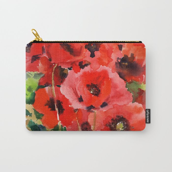 Red Poppies red floral pattersn texture poppy flower design Carry-All Pouch