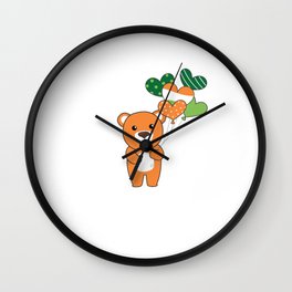 Bear With Ireland Balloons Cute Animals Happiness Wall Clock