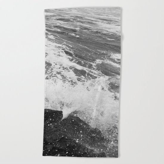 SEA on Black and White Beach Towel