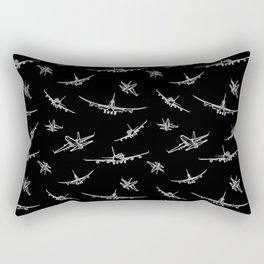 Airplanes on Black Rectangular Pillow
