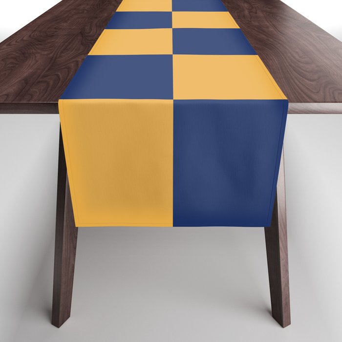 Checkers blue and yellow Table Runner