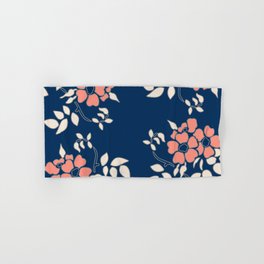 FLORAL IN BLUE AND CORAL Hand & Bath Towel