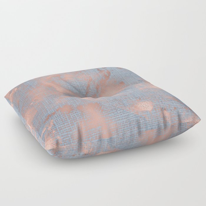 Abstract teal rose gold elegant marble Floor Pillow
