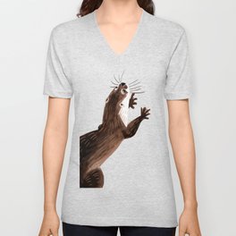 Asian small-clawed otter Cadet blue V Neck T Shirt