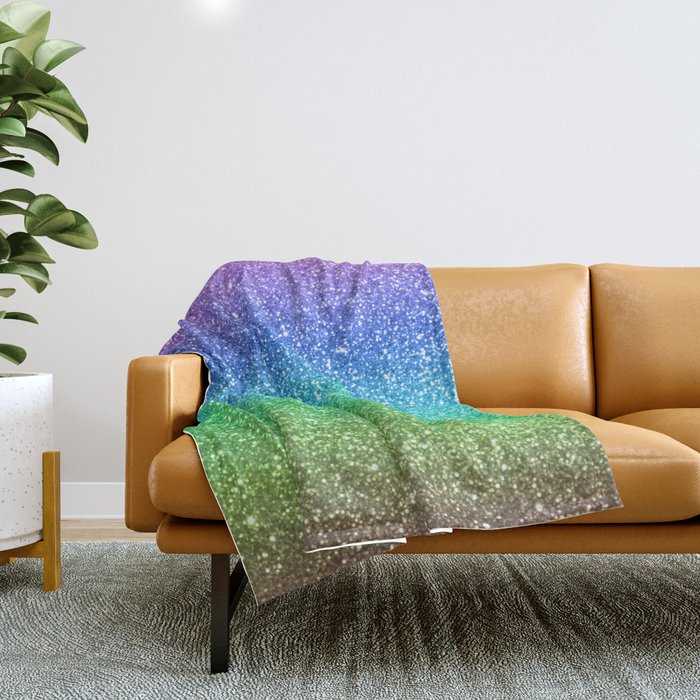 Magic Rainbow Sparkly Glitter Throw Blanket