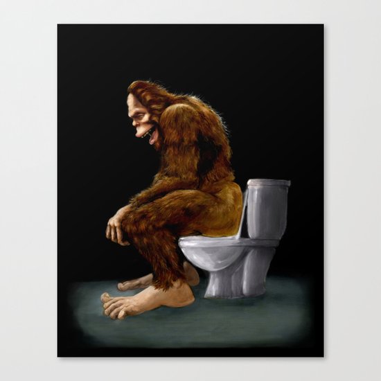 Bigfoot breaks into some Dude's Cabin and Totally takes a fat Dump in his toilet Canvas Print