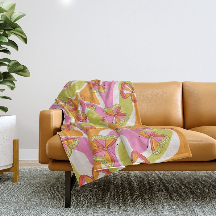 Groovy Butterfly 70s  Throw Blanket