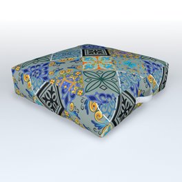Patchwork,mosaic,flowers,azulejo,quilt,tiles,Portuguese style art Outdoor Floor Cushion