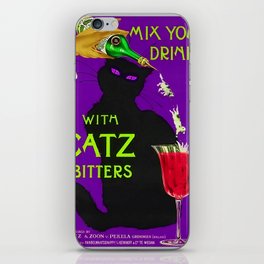 Mix Your Drinks with Catz (Cats) Bitters Aperitif Liquor Vintage Advertising Poster in purple iPhone Skin