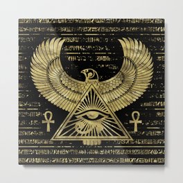 Egyptian Eye of Horus - Wadjet Gold and Black Metal Print | Egyptianlanguage, Graphicdesign, Horus, Mythology, Egypt, Wooden, Hieroglyphic, Eye, Egyptiansymbol, Udjo 