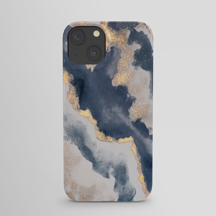 All that Shimmers – Gold + Navy Geode iPhone Case