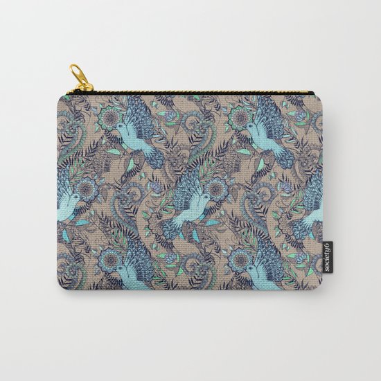 Flight of Fancy - aqua, mint, taupe Carry-All Pouch