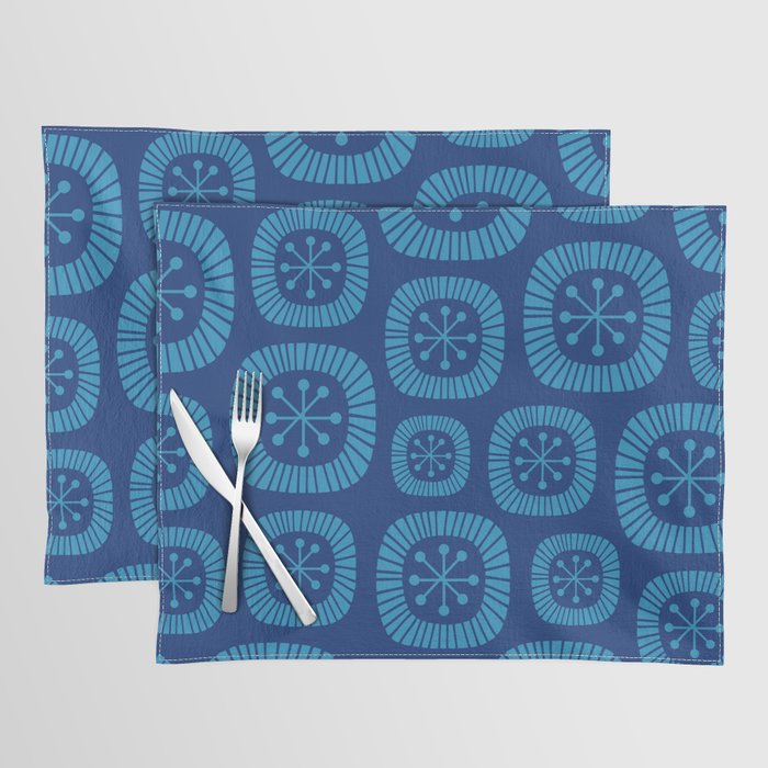 Mid-Century Modern Atomic Abstract Composition 244 Blue Placemat