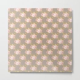 Pink Floral Bouquet Pattern Metal Print