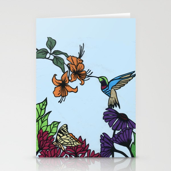 Hummingbird Garden Paper-cut  Stationery Cards