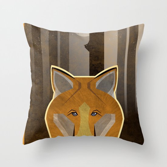 Night Fox Throw Pillow