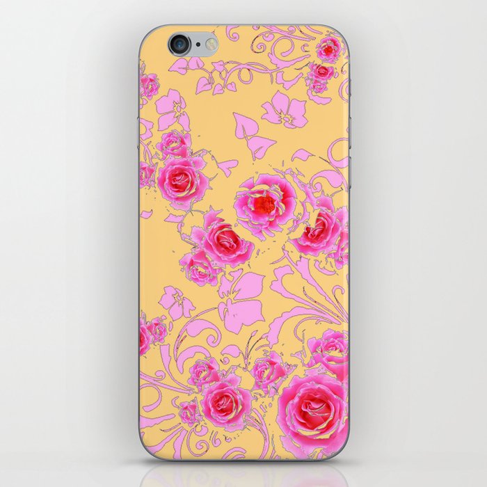 PINK-RED ROSE ABSTRACT FLORAL GARDEN ART iPhone Skin