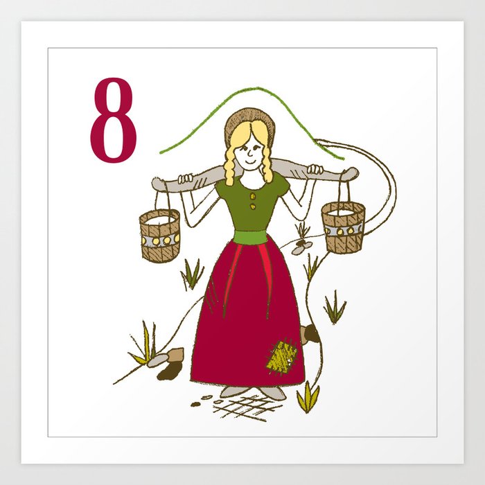 Vintage Inspired 12 Days of Christmas Eight Maids Milking ...