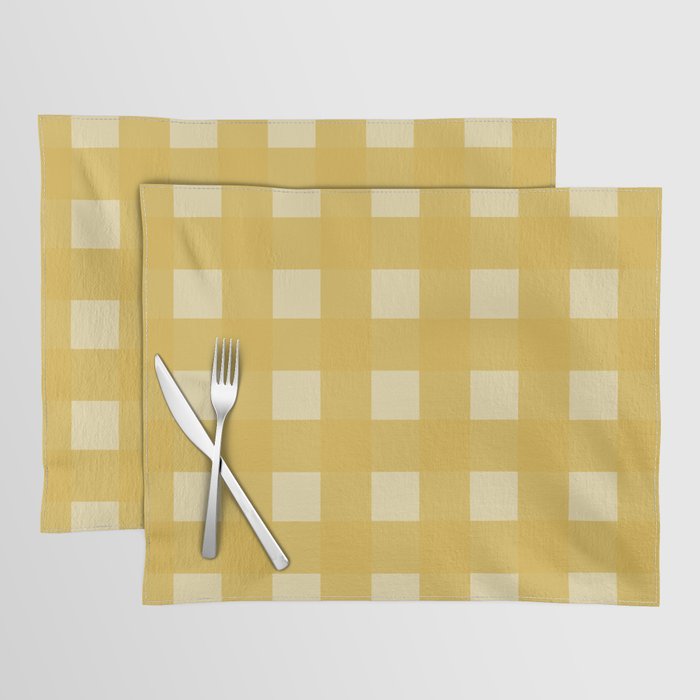 Light Mustard Gingham Check Pattern Placemat