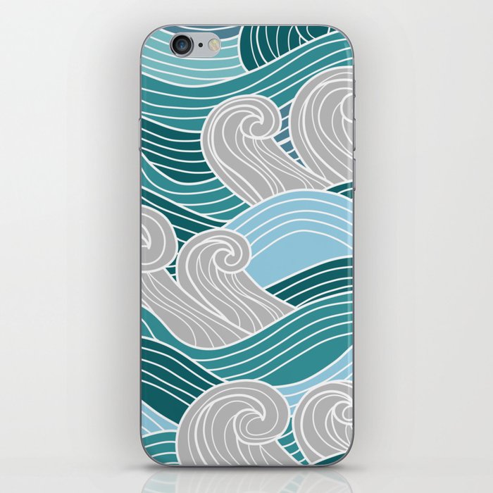 Japanese Sea Green Waves iPhone Skin