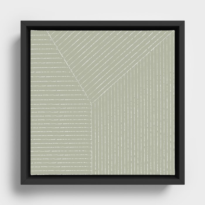 Lines (Linen Sage) Framed Canvas