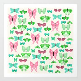 Green butterflies  Art Print