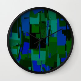 Abstract Cityscape Greens & Blues Wall Clock